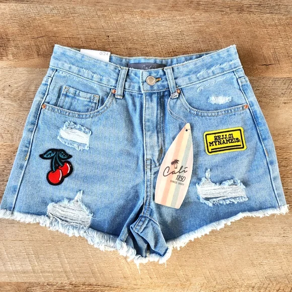 Cali 1850 Cutoff High Waist Jean Shorts - Picture 1 of 12